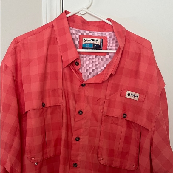 Magellan Outdoors Men's Red Plaid Button Down Shirt - Picture 3 of 3